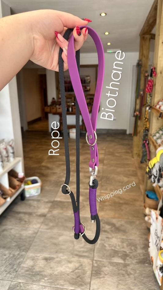 Black Premium Rope Slip Lead with BioThane® Handle