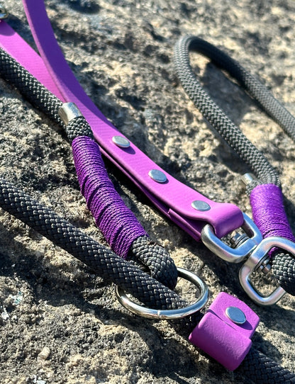 Black Premium Rope Slip Lead with BioThane® Handle