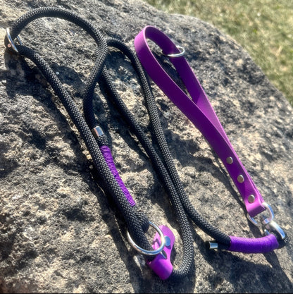 Black Premium Rope Slip Lead with BioThane® Handle