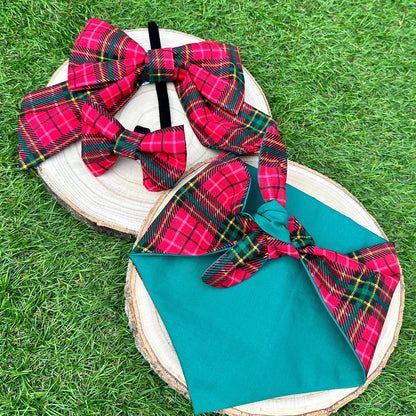 Red Tartan - Bow & Bandana Bundle