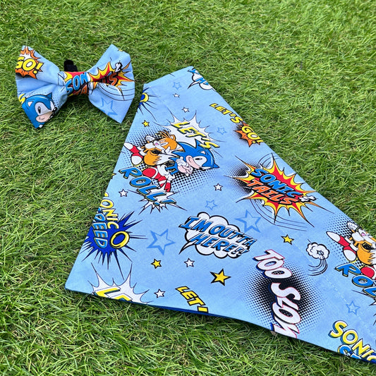 Fast As Fur – Sonic Print - Bow & Bandana Bundle