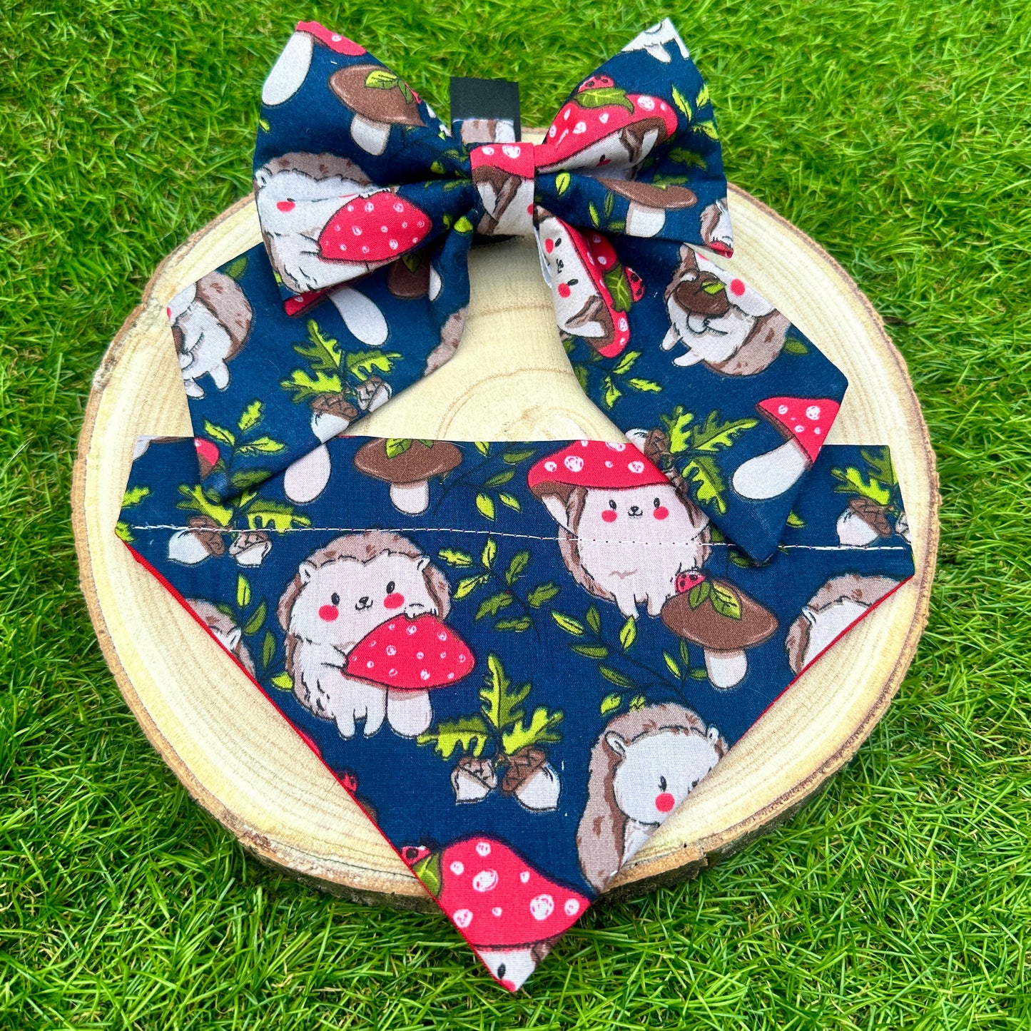 Cute Hedgehogs with Mushrooms  - Bow & Bandana Bundle